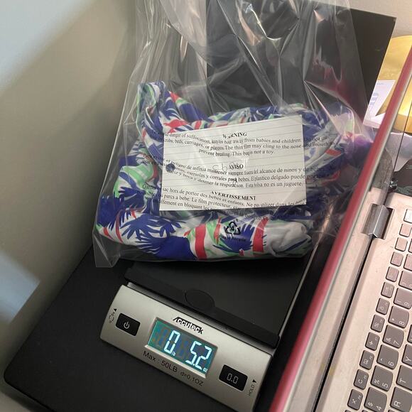 Casey Key knit t-shirt tee blouse top women's large petite P-L blue tropical - Picture 6 of 7